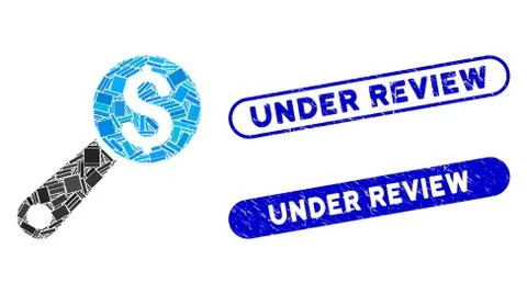 Rectangle Collage Financial Audit with Scratched Under Review Stamps 스톡 일러스트