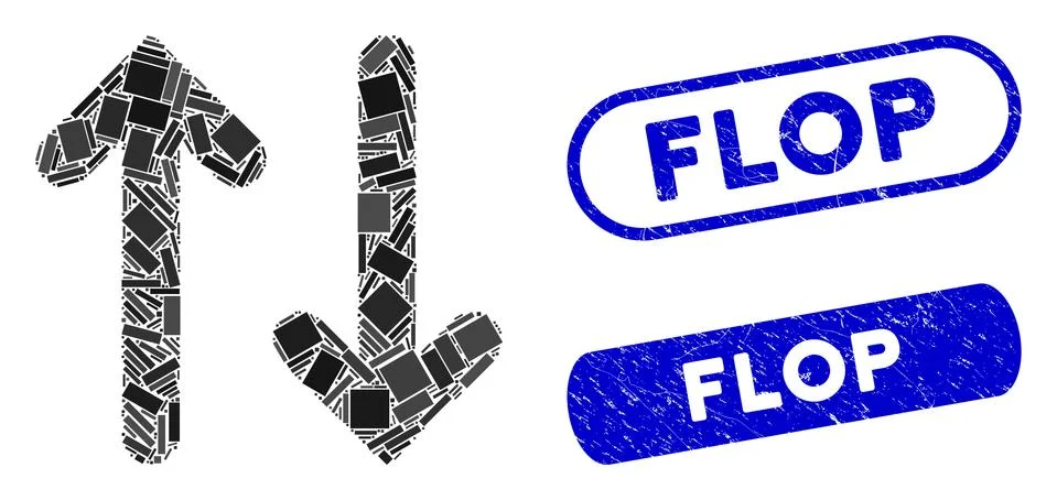 Rectangle Collage Flip Vertical with Distress Flop Seals Stock Illustration