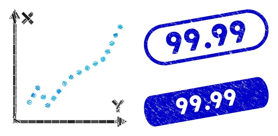 Rectangle Collage Function Plot with Textured 99.99 Seals Ilustración de archivo