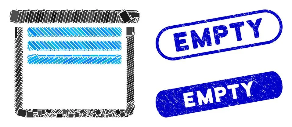 Rectangle Collage Garage Empty with Grunge Empty Stamps Ilustração Stock