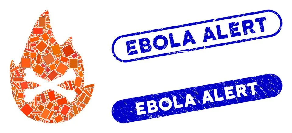 Rectangle Collage Hellfire Flame with Distress Ebola Alert Seals Illustrazione stock