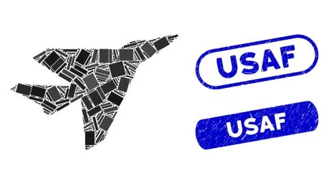 Rectangle Collage Intercepter with Textured USAF Seals Stock Illustration