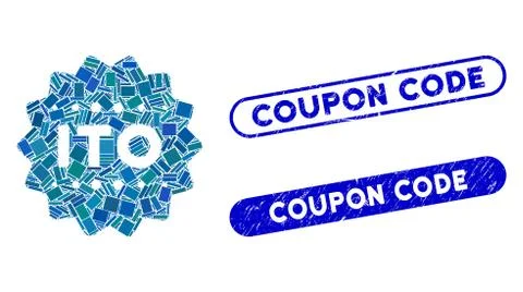 Rectangle Collage ITO Token with Grunge Coupon Code Stamps Stock Illustration