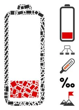 Rectangle Collage Low Battery Level Stock Illustration