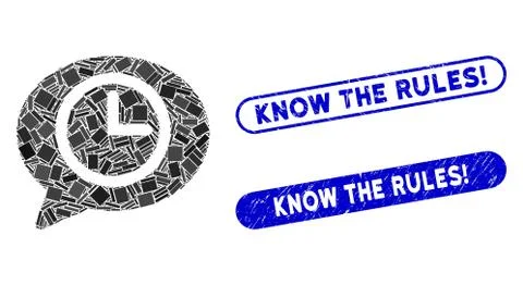 Rectangle Collage Message Time with Textured Know the Rules! Seals Stock Illustration