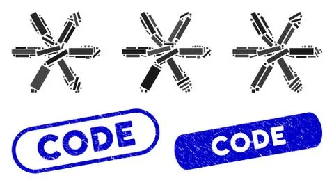 Rectangle Collage Password Code with Scratched Code Seals Illustrazione stock