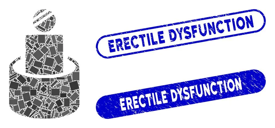 Rectangle Collage Patient Isolation with Scratched Erectile Dysfunction Stamps Illustrazione stock
