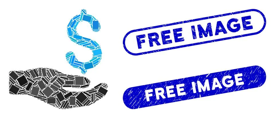 Rectangle Collage Payment with Grunge Free Image Stamps Stock Illustration
