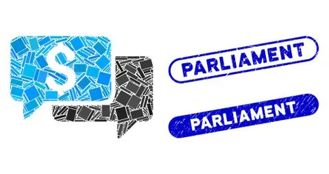 Rectangle Collage Price Bids with Textured Parliament Seals Ilustración de archivo