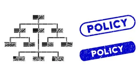 Rectangle Collage Program Tree with Textured Policy Stamps Illustrazione stock