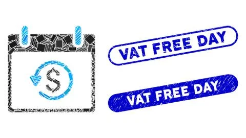 Rectangle Collage Refund Calendar Day with Scratched Vat Free Day Stamps Stock Illustration