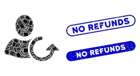 Rectangle Collage Revert User with Grunge No Refunds Stamps Stock Illustration