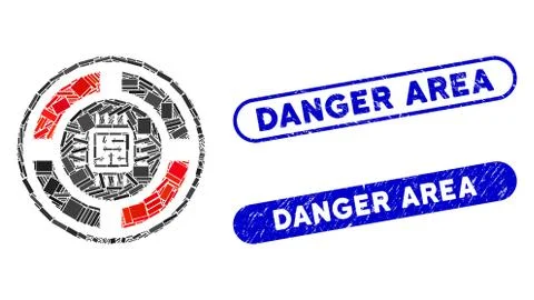 Rectangle Collage Roulette Processor with Distress Danger Area Seals Stock Illustration