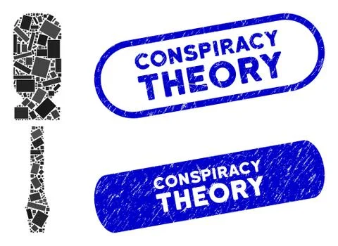 Rectangle Collage Screwdriver with Textured Conspiracy Theory Stamps Illustrazione stock