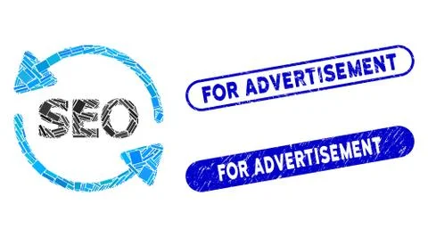 Rectangle Collage Seo Process with Scratched For Advertisement Seals Stock Illustration