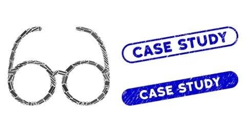 Rectangle Collage Spectacles with Grunge Case Study Stamps Illustrazione stock