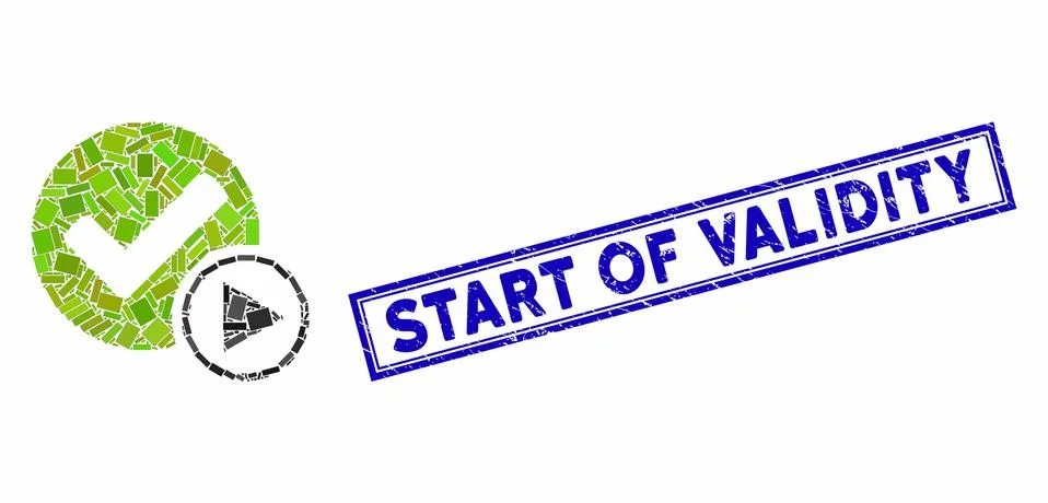 Rectangle Collage Start of Validity with Distress Start of Validity Seal 스톡 일러스트