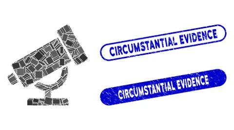 Rectangle Collage Telescope with Distress Circumstantial Evidence Stamps Stock Illustration