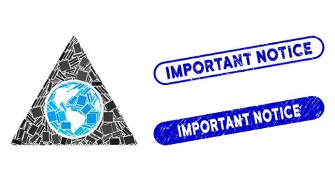 Rectangle Collage Terra Triangle with Textured Important Notice Stamps Stock Illustration