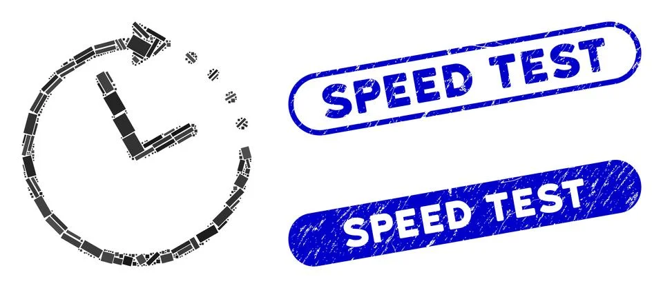 Rectangle Collage Time Direction with Textured Speed Test Stamps 库存插图