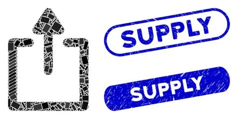 Rectangle Collage Uploads with Textured Supply Seals 库存插图