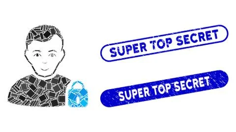 Rectangle Collage User Locked with Distress Super Top Secret Stamps Stock Illustration