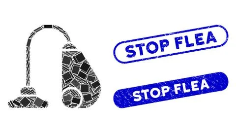 Rectangle Collage Vacuum Cleaner with Textured Stop Flea Seals Stock Illustration