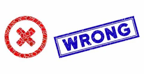 Rectangle Collage Wrong with Grunge Wrong Seal 스톡 일러스트