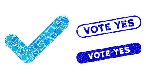 Rectangle Collage Yes with Grunge Vote Yes Seals 스톡 일러스트
