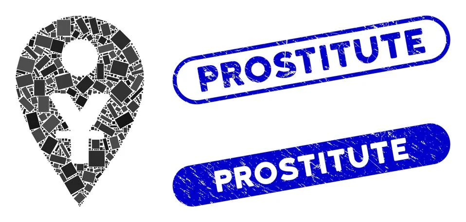 Rectangle Collage Yuan Map Marker with Scratched Prostitute Seals Ilustración de archivo