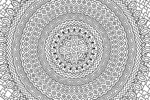 Rectangle coloring book art with round pattern Illustrazione stock