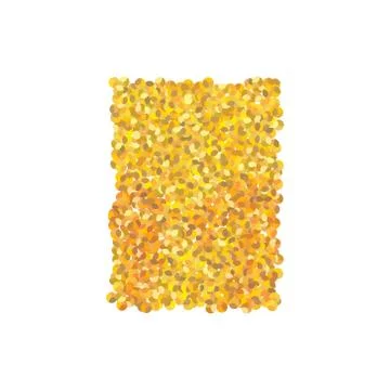 Rectangle crumble sheet golden texture. Gold dust scattering on white Stock Illustration