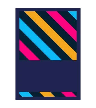 Rectangle dark blue shape with colorful stripes brochure element design 스톡 일러스트