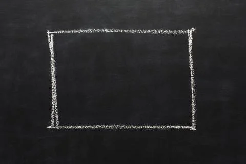 Rectangle drawn with chalk on blackboard Stock Photos