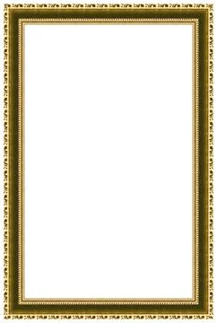 Rectangle empty wooden and gold gilded ornamental frame, isolated on white Stock Illustration