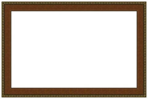 Rectangle empty wooden and gold gilded ornamental frame, isolated on white Stock Illustration