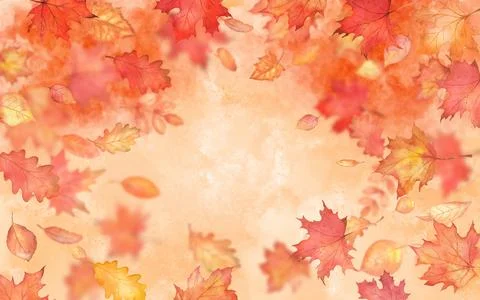 Rectangle fall frame with leaves fall blur. Autumn falling maple leaves with 库存插图