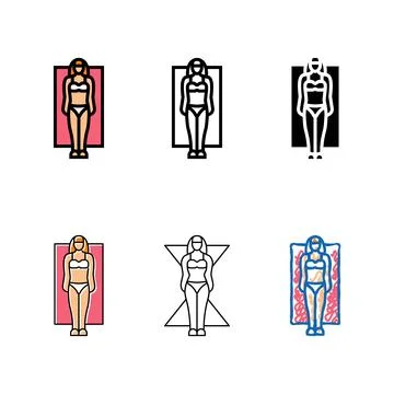 Rectangle female body stylized type color icon vector Stock Illustration