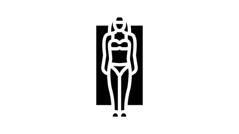 Rectangle female body type glyph icon animation Stock Footage 326158761