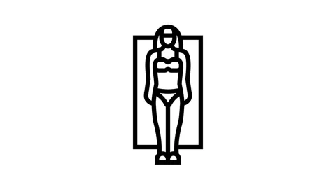 Rectangle female body type line icon animation Stock Footage 326137183