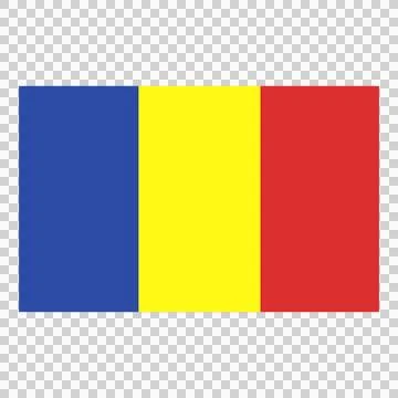 Rectangle flag of Romania isolated on transparent scenery. Stock Illustration