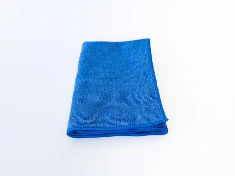 Rectangle Fold Blue Microfiber Cleaning Cloth Isolated on White Background Stock Photos