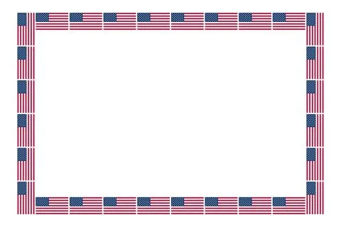 Rectangle frame, with American flag pattern, decorative rectangular border 스톡 일러스트