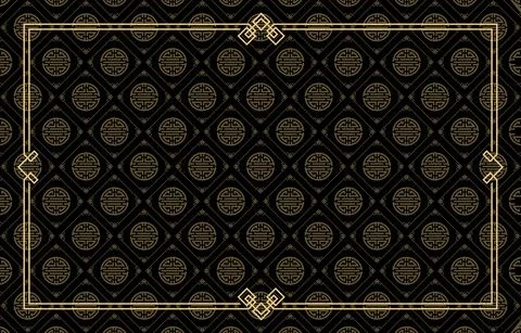 Rectangle frame and border with black background Chinese Stock Illustration