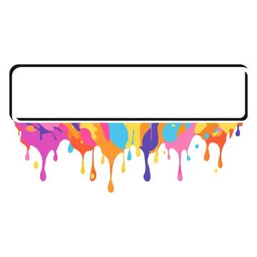 Rectangle frame and color drops paint splashes dripping Illustrazione stock