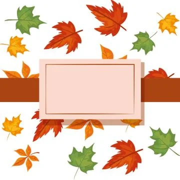 Rectangle frame with autumn leafs Stock Illustration