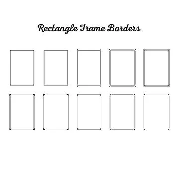 Rectangle Frame Border Set, Minimal Thin Line Portrait Page Border, Star Co.. Stock Illustration