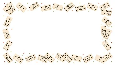 Rectangle frame decorated with fun domino game pieces and tiny dot accents. Illustrazione stock