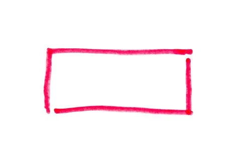 Rectangle frame drawn with red marker on white background Stock Photos