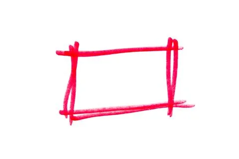 Rectangle frame drawn with red marker on white background Stock Photos